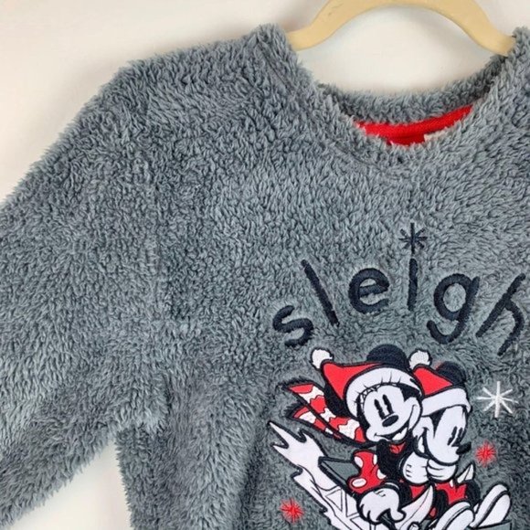 DISNEY Women Plush Gray Fleece Mickey Minnie Mouse Sz S - Picture 4 of 9